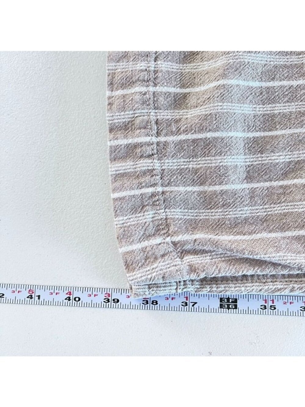 Briggs Womens L Linen Pants Wide Leg Tan/White Striped Euro Summer Vacation - Picture 7 of 13